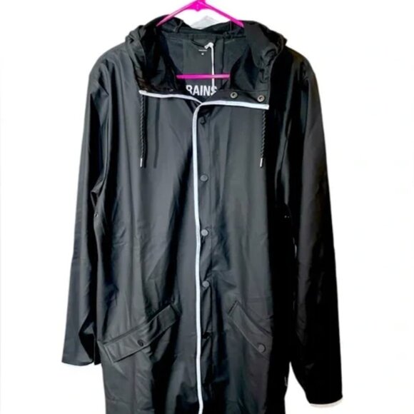 NWT RAINS RAINCOAT LONG JACKET WITH REFLECTIVE Size Medium - Picture 1 of 9